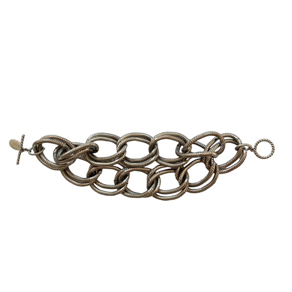 bracelet toggle thick chain silver WHITE HOUSE BLACK MARKET statement pristine - Picture 1 of 11